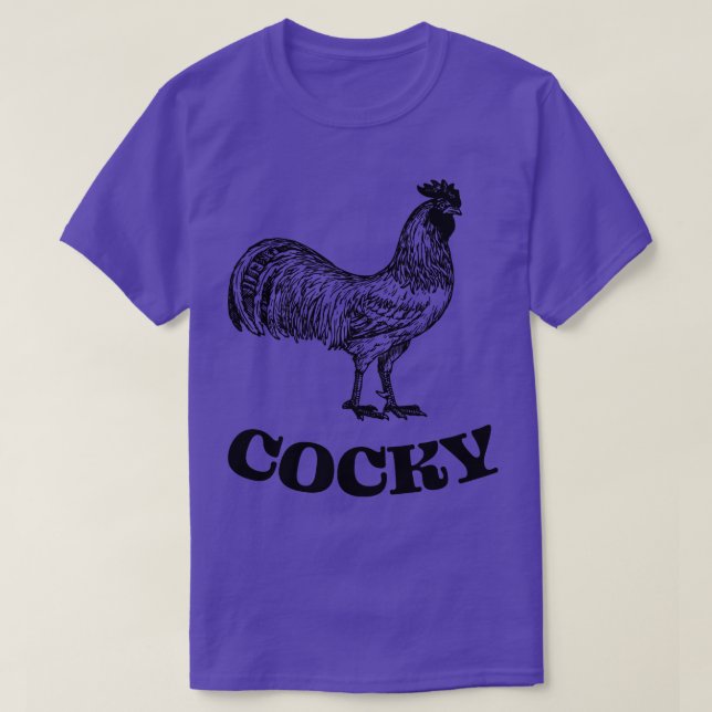 Cocky Rooster Funny Vintage Drawing T-Shirt (Design Front)
