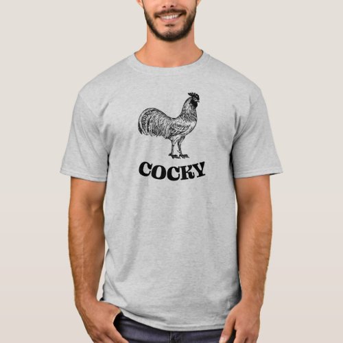 Cocky Rooster _ Funny Vintage Drawing T_Shirt
