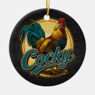 Cocky Rooster Vintage Farmhouse Ceramic Ornament