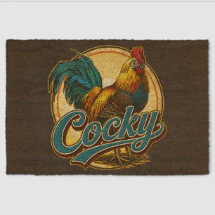 Cocky Rooster Vintage Farmhouse Fiber Doormat