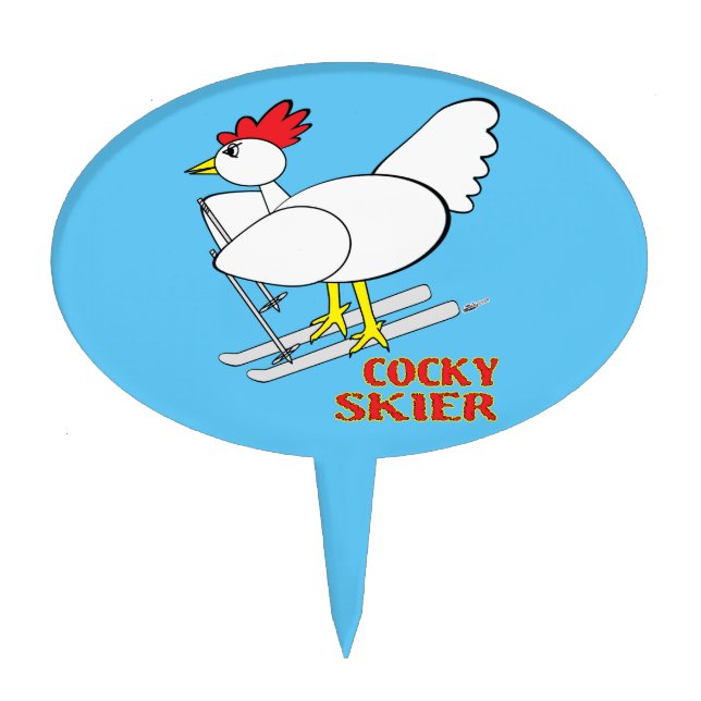 Cocky Skier Cake Topper (Front)