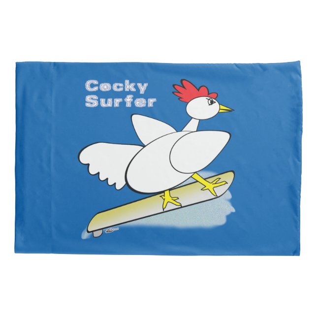 Cocky Surfer Pillow Case (Back)