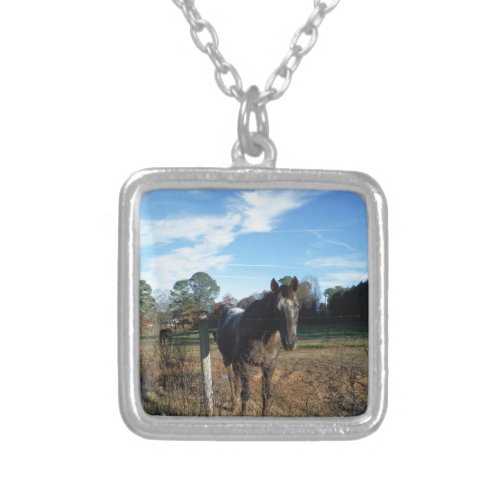 Coco and Cream brown horse Silver Plated Necklace
