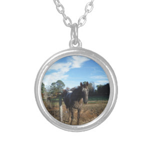 Coco and Cream brown horse Silver Plated Necklace