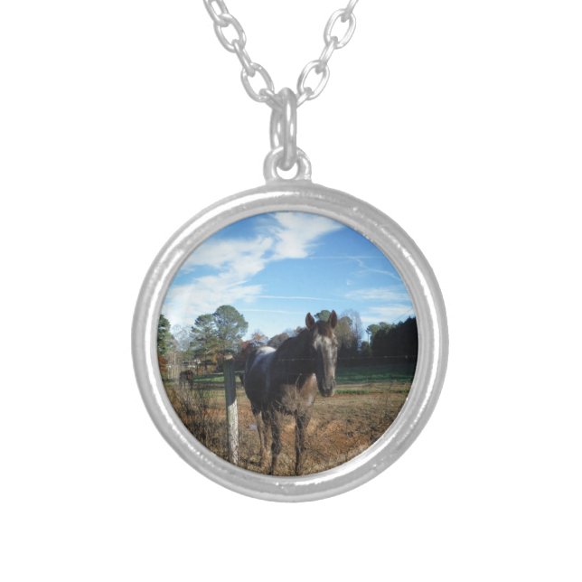 Coco and Cream brown horse Silver Plated Necklace (Front)