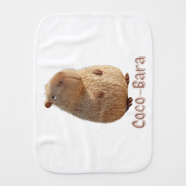Coco-Bara Vibes. Capybara Core: Coconut Couture  Baby Burp Cloth (Front)