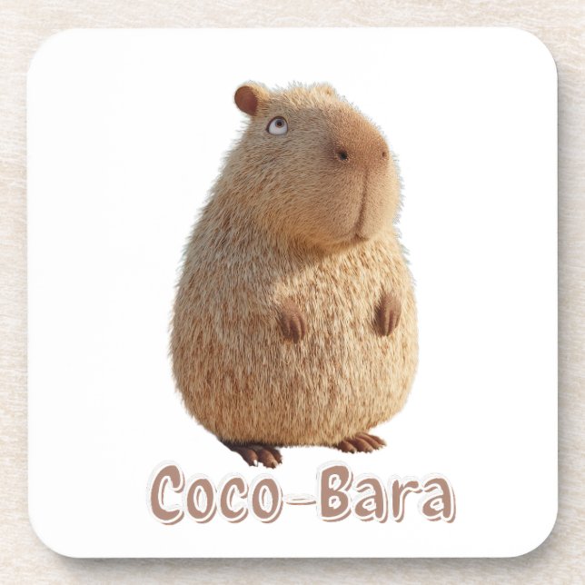 Coco-Bara Vibes. Capybara Core: Coconut Couture  Beverage Coaster (Front)