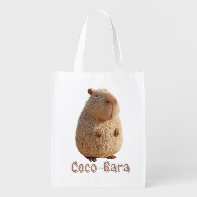 Coco-Bara Vibes. Capybara Core: Coconut Couture  Grocery Bag (Front)