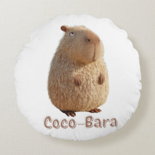 Coco-Bara Vibes. Capybara Core: Coconut Couture Round Pillow