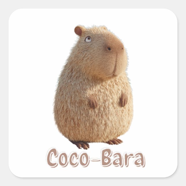 Coco-Bara Vibes. Capybara Core: Coconut Couture  Square Sticker (Front)