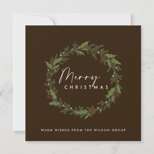 COCO BROWN CORPORATE HOLLY BERRY WREATH CHRISTMAS HOLIDAY CARD