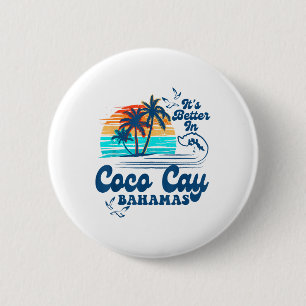 Coco Cay Bahamas Beach Summer Vacation Vintage 80s Button