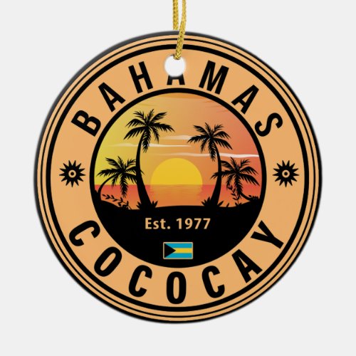 Coco Cay Bahamas Retro Sunset Souvenirs 60s Ceramic Ornament