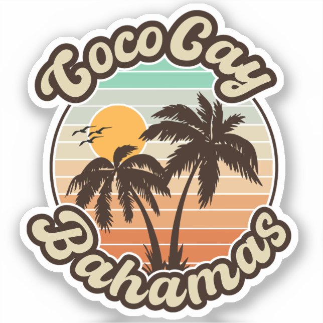 Coco Cay Bahamas Retro Sunset Souvenirs 60s Sticker (Front)