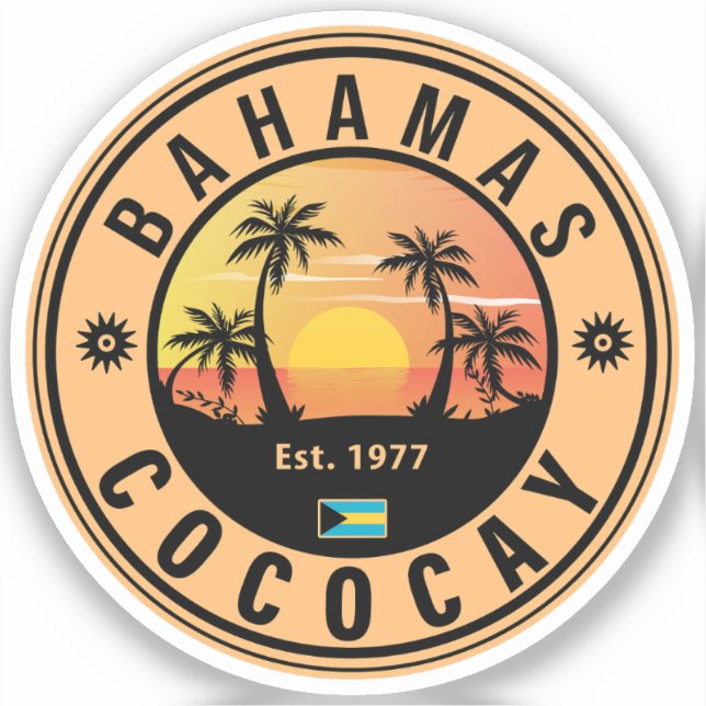Coco Cay Bahamas Retro Sunset Souvenirs 60s Sticker (Front)