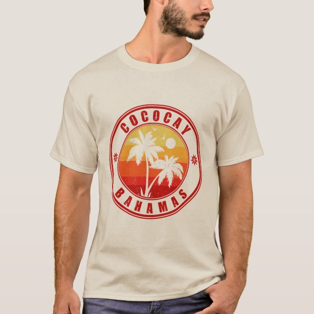 Coco Cay Bahamas Retro Sunset Souvenirs 60s T-Shirt (Front)