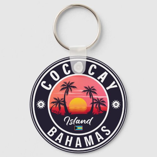 Coco Cay Bahamas Retro Sunset Souvenirs 80s Keychain