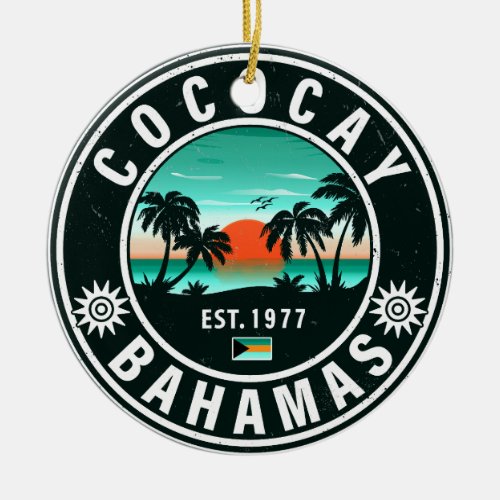 Coco Cay Island Bahamas Vintage Souvenirs 80s Ceramic Ornament