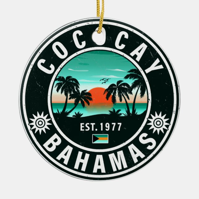 Coco Cay Island Bahamas Vintage Souvenirs 80s Ceramic Ornament (Front)
