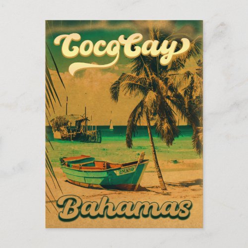 Coco Cay Island Bahamas Vintage Souvenirs 80s Postcard