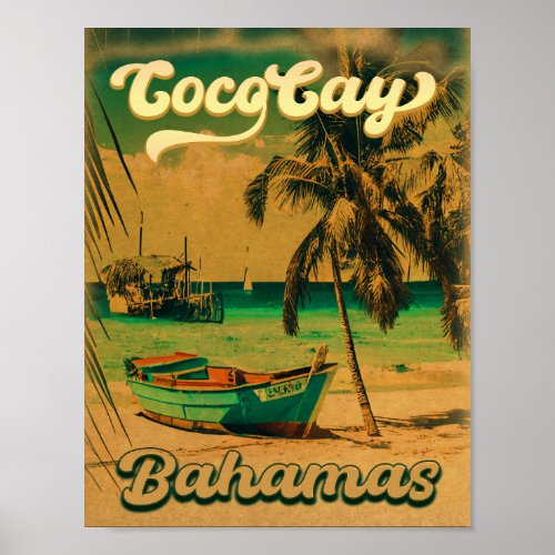 Coco Cay Island Bahamas Vintage Souvenirs 80s Poster