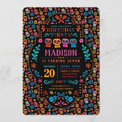 Coco Colorful Birthday Fiesta Invitation