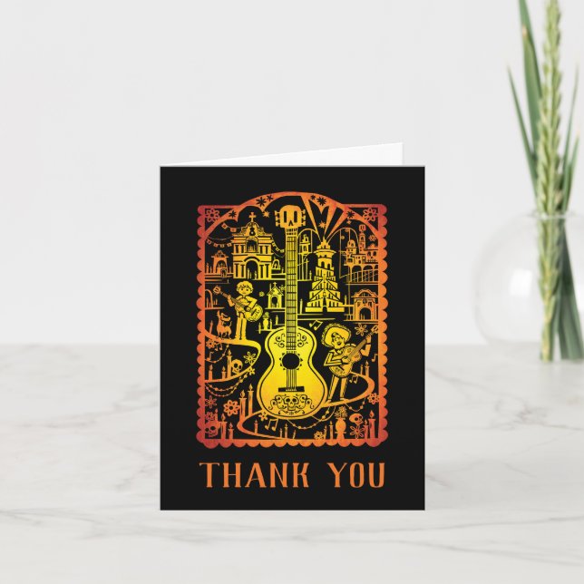Coco Colorful Birthday Fiesta Thank You Card (Front)