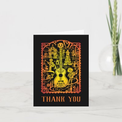 Coco Colorful Birthday Fiesta Thank You Card