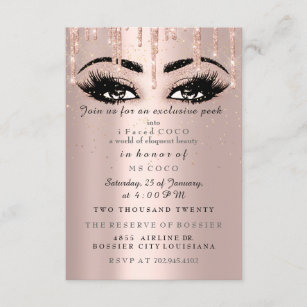 Coco Event Drips Rose Eyelash Confetti Makeup Invitation