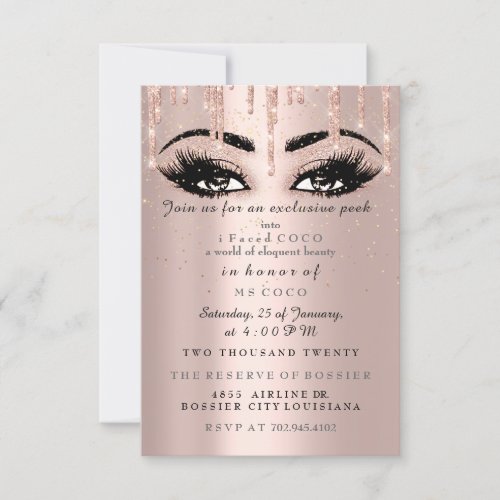 Coco Event Drips Rose Eyelash Confetti Makeup Invitation