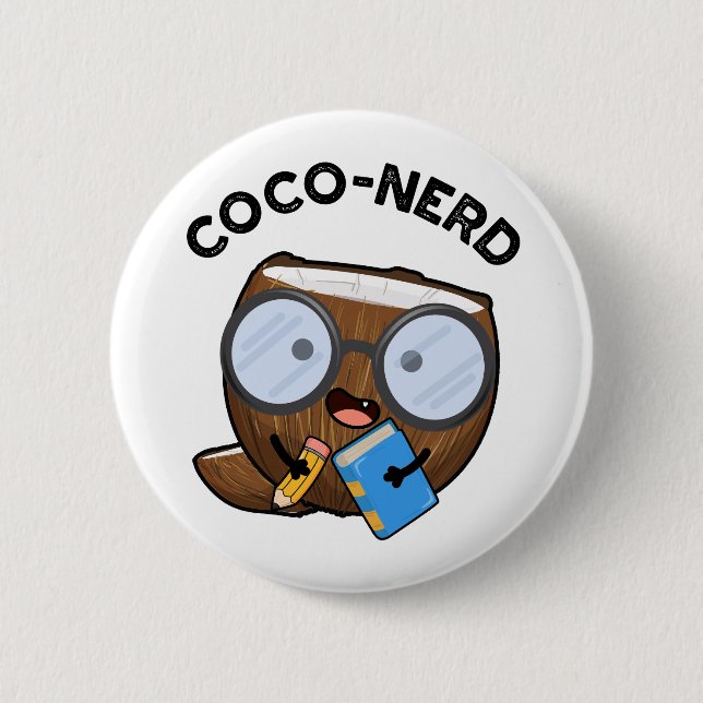 Coco-nerd Funny Fruit Coconut Pun  Button (Front)