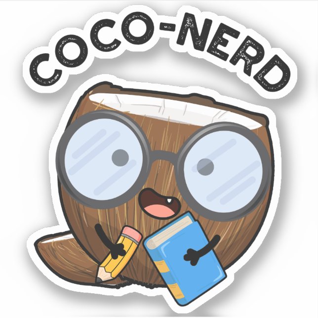 Coco-nerd Funny Fruit Coconut Pun  Sticker (Front)