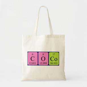 Coco periodic table name tote bag