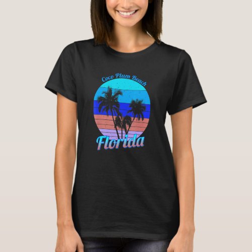Coco Plum Beach Florida Retro Tropical Palm Trees  T_Shirt