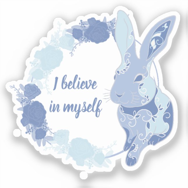 Coco the Bunny Sticker “I Believe in Myself” Blue  (Front)