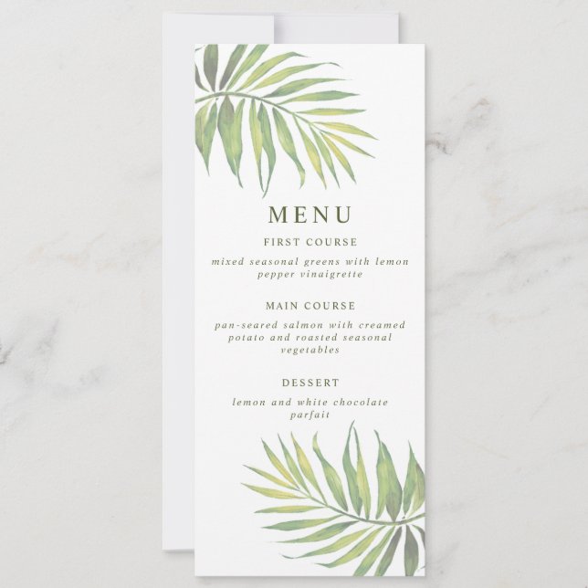 COCO Watercolor Palm Leaf Menu Invitation (Front)