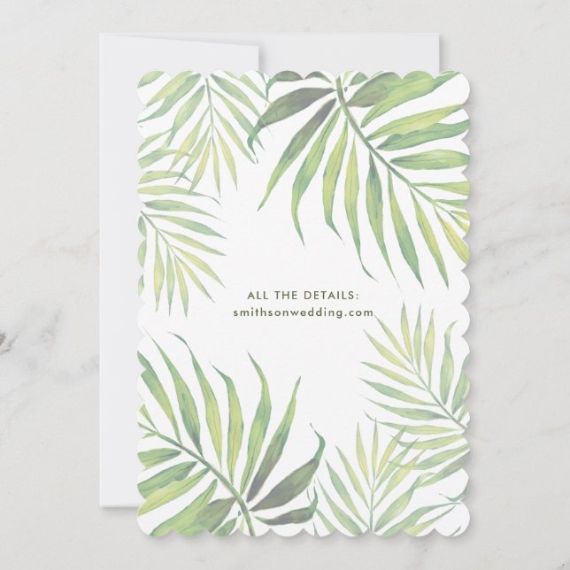 COCO Watercolor Palm Leaf Wedding Invitation (Back)