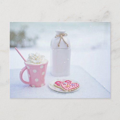 Cocoa and a Heart Shape Cookies Be Mine Postcard