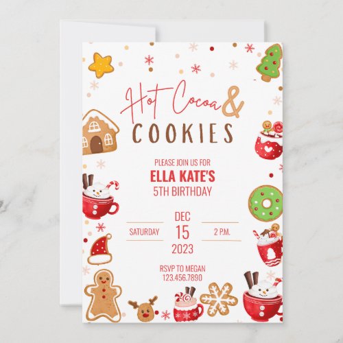 Cocoa and Cookie Christmas Birthday Party Invitation