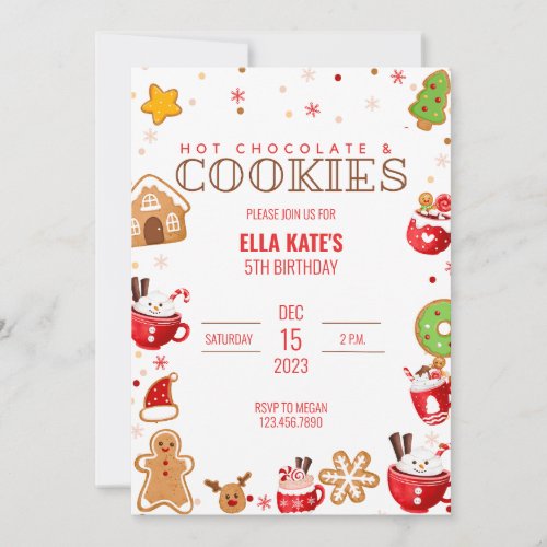 Cocoa and Cookie Christmas Birthday Party Invitation