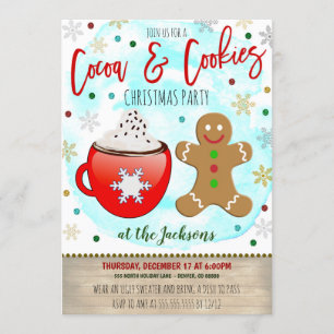 Cocoa and Cookies Christmas Party Invitation