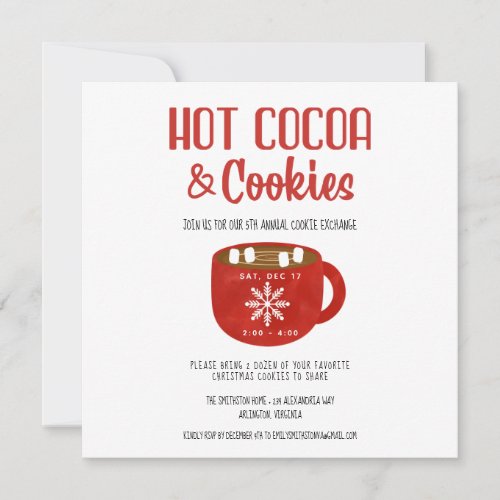 Cocoa and Cookies Holiday Christmas Party  Invite