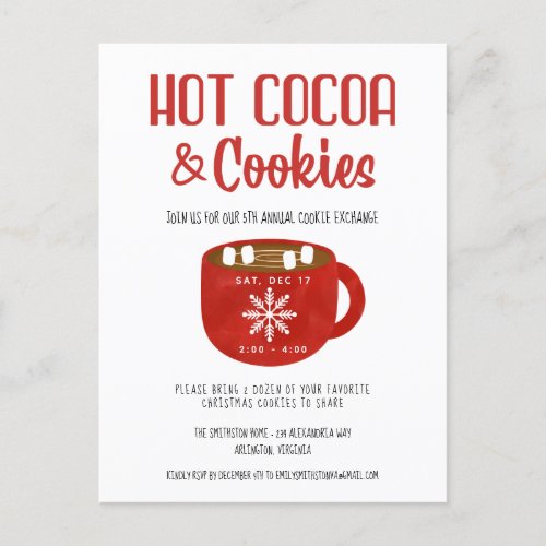 Cocoa and Cookies Holiday Christmas Party  Postcard