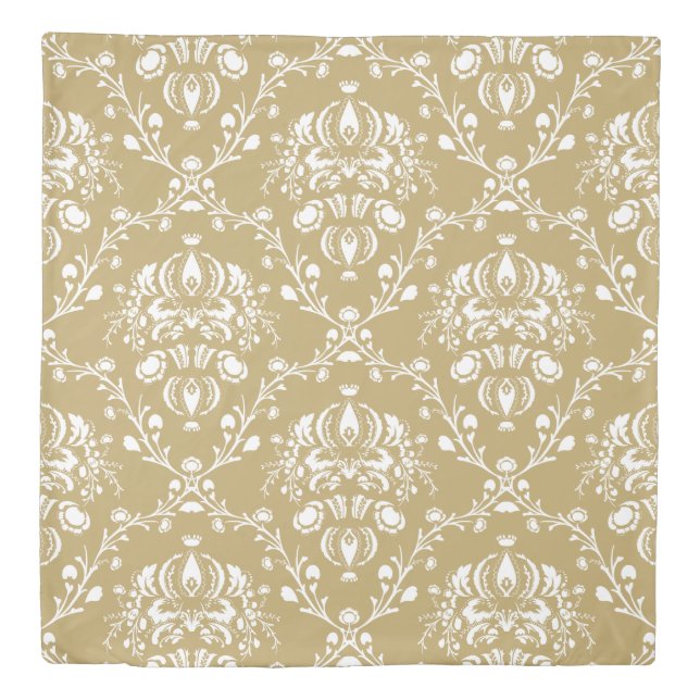 Cocoa and Cream Damask Duvet Cover (Front)