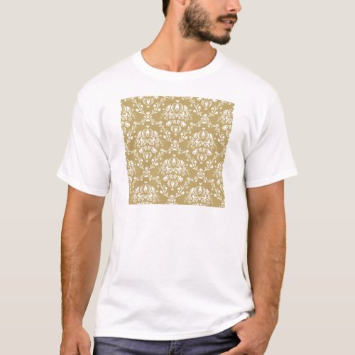 Cocoa and Cream Damask T_Shirt