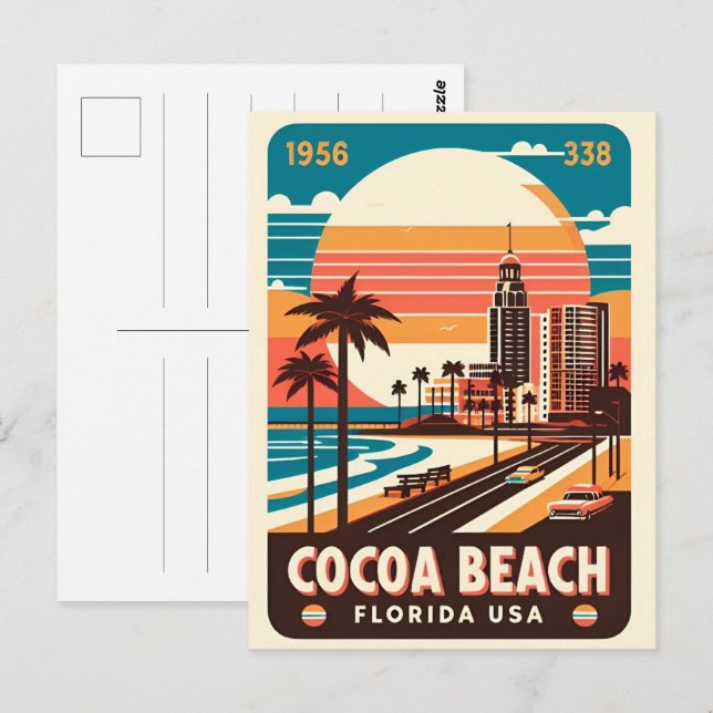Cocoa Beach City Florida coast line gifts Postcard (Front/Back)
