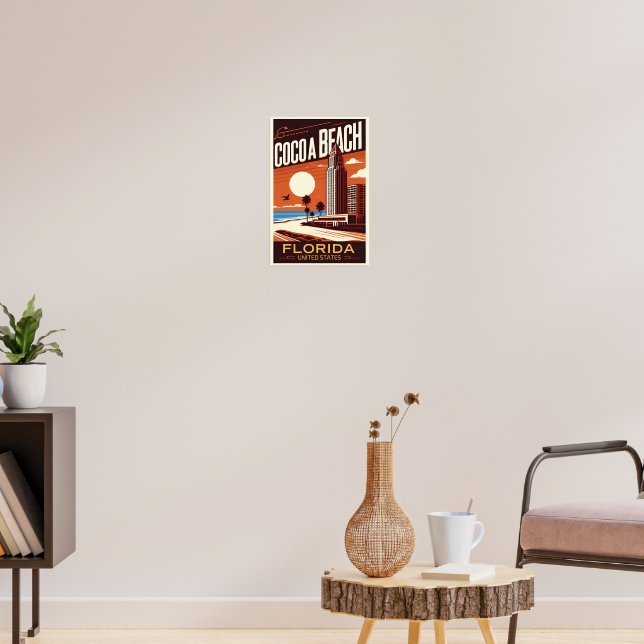 Cocoa Beach City Florida coast line gifts Poster (Living Room 3)