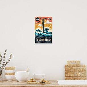 Cocoa Beach City Florida coast line gifts Poster