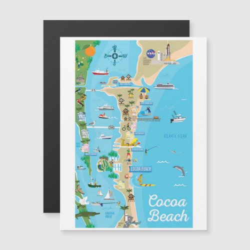 Cocoa Beach City Florida coast line map gifts