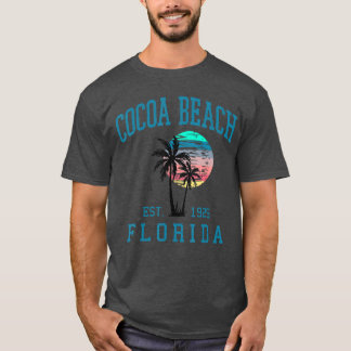Cocoa Beach Florida Beach Retro Sunset Palm Trees T-Shirt